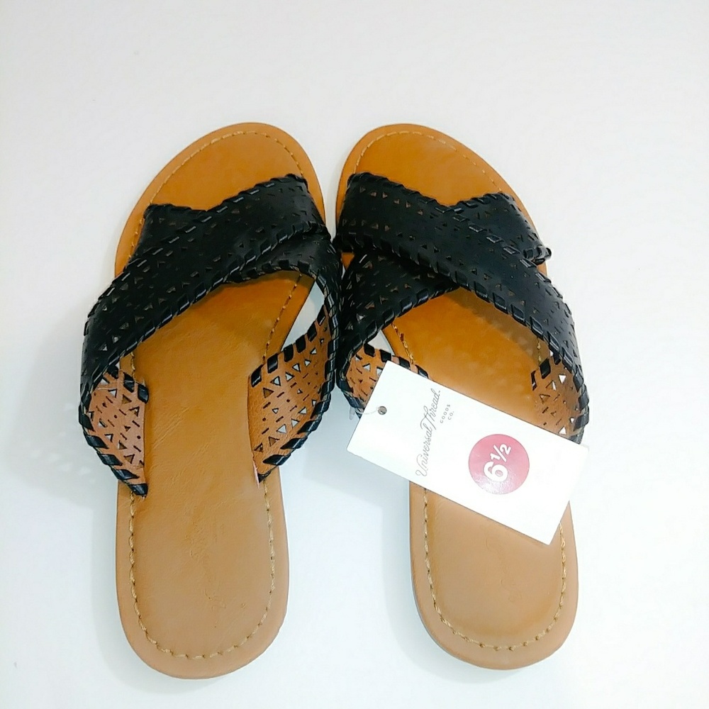 Universal Thread Laser Cut Crossband Slide Sandal Size 6.5